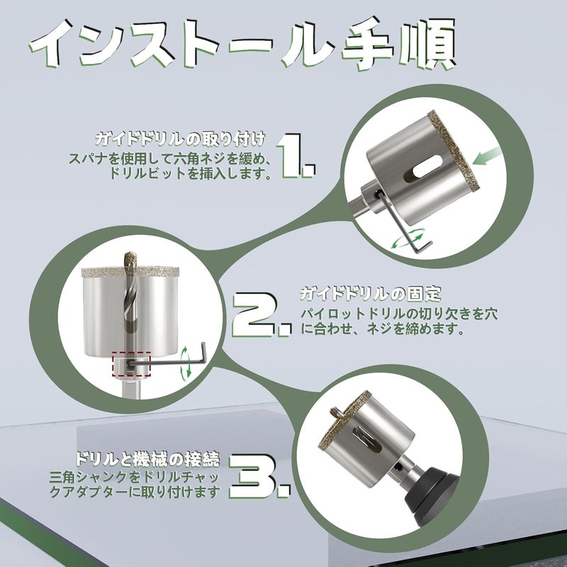 CSOOM 1-1/2"(38mm) Diamond Hole Saw with Center Drill Bit, One-Touch Positioning, Easy to Penetrate Hard Materials Such as Ceramic, Tile, Glass, Granite, Marble, etc. - Image 5